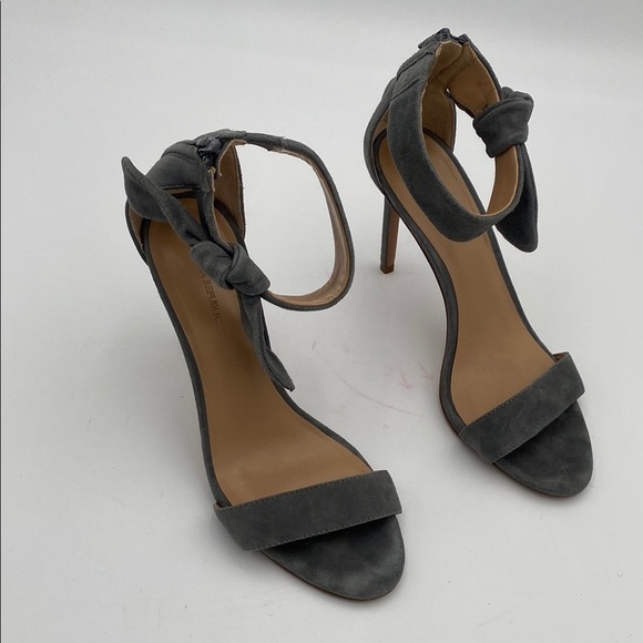 Banana Republic Gray Suede Women Heels 8.5 ankle strap back zip event Y2K retro - Picture 1 of 12